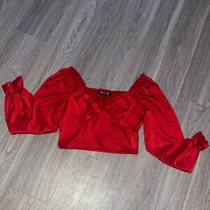 Red long sleeve crop top❤️